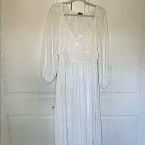 J. Crew White Long Sleeve V-Neck Sundress